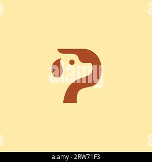 Design del logo Letter P Dog. Dog Head Vector Illustrazione Vettoriale