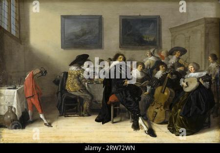 Anthonie Palamedesz - Merry Company Dining and Making Music 1632, 47 x 72,6 cm. Foto Stock