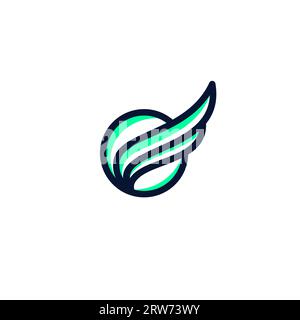 Design con logo Wing Ball. Logo ala palla da tennis. Wing Vector Illustrazione Vettoriale