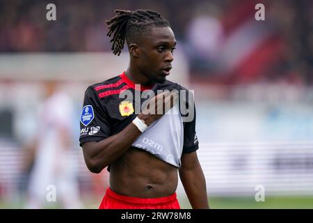 Rotterdam, Paesi Bassi. 17 settembre 2023. ROTTERDAM, PAESI BASSI - 17 SETTEMBRE: Arthur Zagre dell'Excelsior Rotterdam reagisce durante la partita olandese Eredivisie tra l'Excelsior Rotterdam e l'Almere City FC al Van Donge & De Roo Stadion il 17 settembre 2023 a Rotterdam, Paesi Bassi. (Foto di Joris Verwijst/Orange Pictures) credito: Orange Pics BV/Alamy Live News Foto Stock