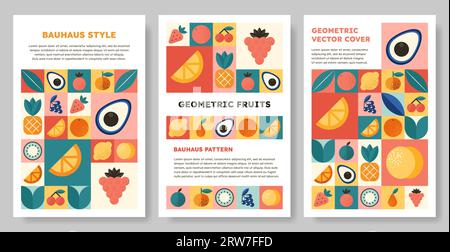 Set di coperture geometriche astratte per motivi Bauhaus. Illustrazione Vettoriale