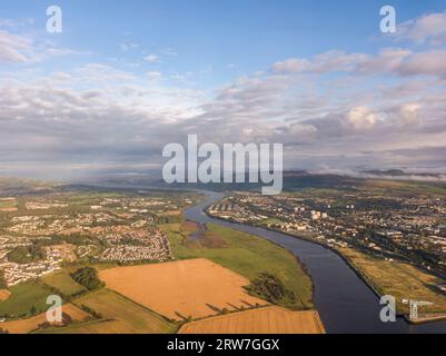 Una vista aerea del fiume Clyde vicino a Glasgow, Scozia Foto Stock