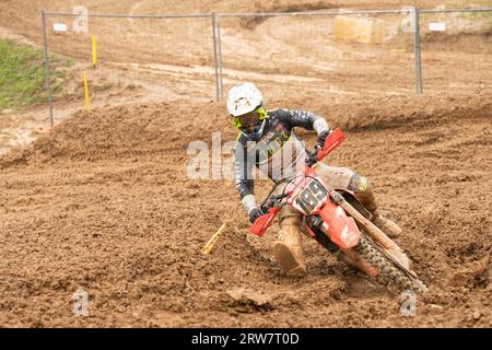 Maggiora, Italia. 17 settembre 2023. 189 Bogers Brian Honda NED KNMV Standing Construct Honda MXGP durante la gara MXGP d'Italia 2023 FIM Motocross World Championship Maggiora domenica 17 settembre 2023, al Maggiora Park, Italia. (Foto di Fabio Averna/Sipa USA) credito: SIPA USA/Alamy Live News Foto Stock