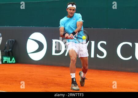 Buenos Aires, Argentina. 17 settembre 2023. Tomas Echeverry dell'Argentina durante la quarta partita di Coppa Davis al Buenos Aires Lawn Tennis Club (credito: Néstor J. Beremblum/Alamy Live News) Foto Stock