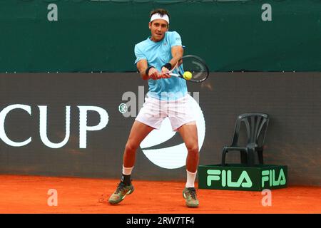 Buenos Aires, Argentina. 17 settembre 2023. Tomas Echeverry dell'Argentina durante la quarta partita di Coppa Davis al Buenos Aires Lawn Tennis Club (credito: Néstor J. Beremblum/Alamy Live News) Foto Stock