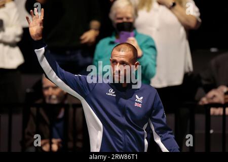 Manchester, Regno Unito. 17 settembre 2023. Daniel Evans (GBR) viene presentato al pubblico al match di Coppa Davis Gran Bretagna contro Francia al Manchester AO Arena, Manchester, Regno Unito, 17 settembre 2023 (foto di Conor Molloy/News Images) a Manchester, Regno Unito il 17 settembre 2023. (Foto di Conor Molloy/News Images/Sipa USA) credito: SIPA USA/Alamy Live News Foto Stock