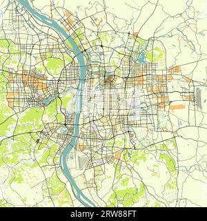 Mappa di Changsha, Hunan, Cina Illustrazione Vettoriale