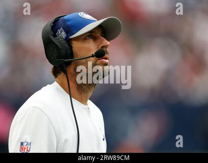 Houston, Texas, Stati Uniti. 17 settembre 2023: Il capo-allenatore degli Indianapolis Colts Shane Steichen durante una partita NFL tra i Texans e i Colts il 17 settembre 2023 a Houston. I Colts vinsero, 31-20. (Immagine di credito: © Scott Coleman/ZUMA Press Wire) SOLO USO EDITORIALE! Non per USO commerciale! Crediti: ZUMA Press, Inc./Alamy Live News Foto Stock