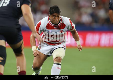 Bella, Francia. 17 settembre 2023. Atsushi Sakate giapponese durante la partita di Coppa del mondo di rugby 2023 Pool D tra Inghilterra e Giappone allo Stade de Nice di Nizza, in Francia, il 17 settembre 2023. Crediti: Aki Nagao/AFLO/Alamy Live News crediti: Aflo Co. Ltd./Alamy Live News Foto Stock