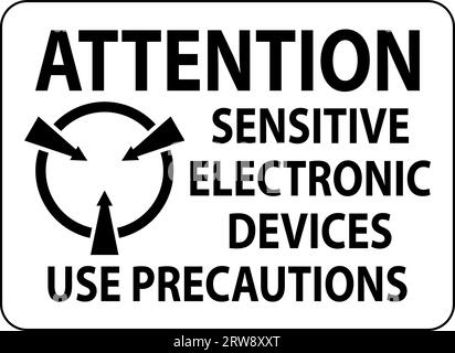 Segnale di avvertenza statico attenzione - i dispositivi elettronici sensibili utilizzano precauzioni Illustrazione Vettoriale