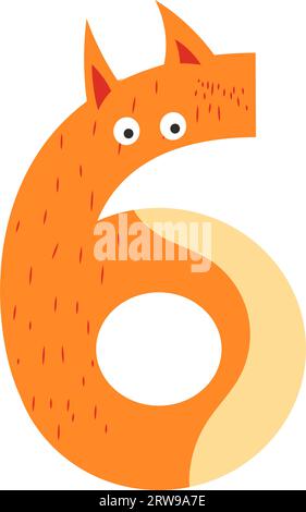 Font divertente per i bambini, personaggio numero sei Illustrazione Vettoriale