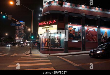 Cartelloni pubblicitari di Rolling Stones tratti dal video di Angry on the Whisky A Go Go, on the Sunset Strip, West Hollywood, Los Angeles, California, USA Foto Stock