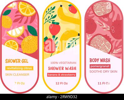 Gel doccia e body wash con ingredienti biologici Illustrazione Vettoriale