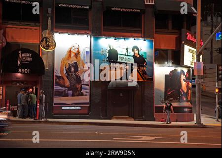 Cartelloni pubblicitari di Rolling Stones tratti dal video di Angry on the Whisky A Go Go, on the Sunset Strip, West Hollywood, Los Angeles, California, USA Foto Stock