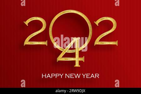 Felice anno nuovo 2024, motivo festivo su sfondo colorato per il biglietto di invito, buon Natale, felice anno nuovo 2024, biglietti di auguri Illustrazione Vettoriale