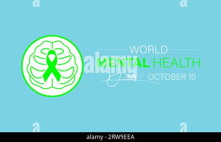 La giornata mondiale della salute mentale mette in evidenza la difesa, la comprensione e il sostegno per la resilienza emotiva globale. Modello illustrazione vettoriale. Illustrazione Vettoriale