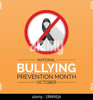 Il mese nazionale di prevenzione del bullismo aumenta la consapevolezza, l'empatia e la difesa per comunità più sicure. Modello illustrazione vettoriale. Illustrazione Vettoriale