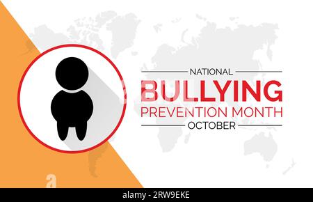 Il mese nazionale di prevenzione del bullismo aumenta la consapevolezza, l'empatia e la difesa per comunità più sicure. Modello illustrazione vettoriale. Illustrazione Vettoriale