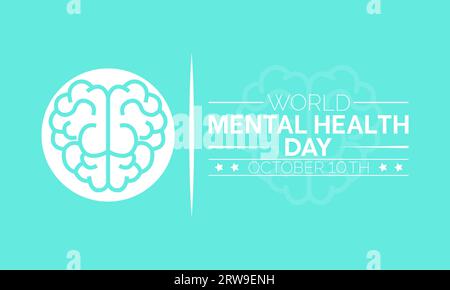 La giornata mondiale della salute mentale mette in evidenza la difesa, la comprensione e il sostegno per la resilienza emotiva globale. Modello illustrazione vettoriale. Illustrazione Vettoriale