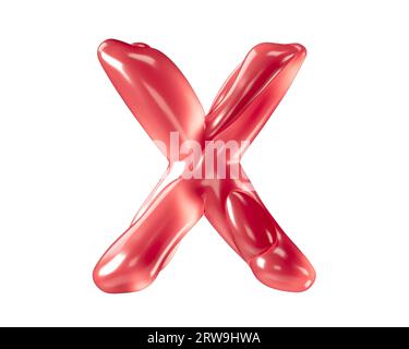 Lettere fatte di palloncini bizzarri. illustrazione 3d dell'alfabeto rosso isolato su sfondo bianco Foto Stock