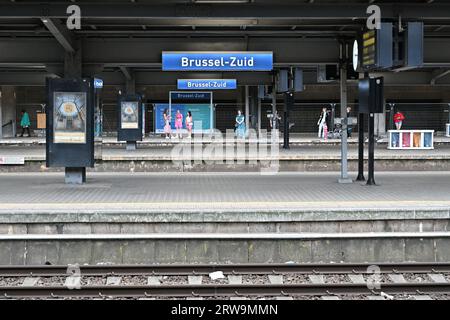 Bruxelles, Belgio. 16 settembre 2023. Immagine della stazione sud di Bruxelles, Bruxelles Midi, Bruxelles Zuid Station sabato 16 settembre 2023 a Bruxelles, Belgio . Credito: Sportpix/Alamy Live News Foto Stock