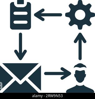 Icona flusso di lavoro. Semplice insegna monocromatica della Productivity Collection. Icona del flusso di lavoro per logo, modelli, Web design e infografiche. Illustrazione Vettoriale