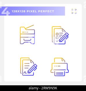 Set di icone del documento con gradiente perfetto pixel Illustrazione Vettoriale