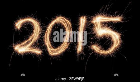 Numero 2015 scritto con uno sparkler Foto Stock
