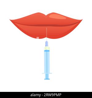 Aumento della piombatura dei labbri con l'illustrazione dell'iniezione del riempitivo Illustrazione Vettoriale