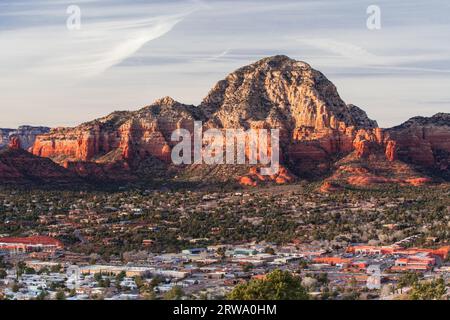 Vista dall'Aeroporto Mesa in Sedona al tramonto in Arizona, Stati Uniti d'America Foto Stock