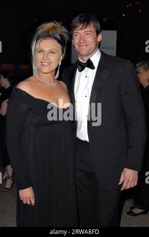 New York City, sconosciuto. 18 settembre 2023. Foto del file datata 19 gennaio 2007 dell'attore Hugh Jackman e della moglie Deborra-Lee Furness partecipano al G'Day NY Penfolds American Australian Association Gala tenutosi a New York City, New York, USA. Hugh Jackman e sua moglie, Deborra-Lee Furness, hanno annunciato che avrebbero terminato il loro matrimonio dopo 27 anni. Gli attori australiani si sposarono nel 1996 e ebbero due figli, Oscar, 23 anni, e Ava, 18 anni. Foto di Gregorio Binuya/ABACAPRESS.COM Credit: Abaca Press/Alamy Live News Foto Stock