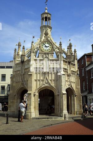 L'incrocio dove si trova la Croce del mercato di Chichester nel ce Foto Stock