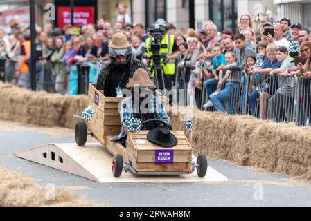 Colchester Soapbox Rally. Sapbox derby Gravity Racing nella High Street di Colchester, Essex, Regno Unito. Partecipante 25, Inverted Bird Foto Stock