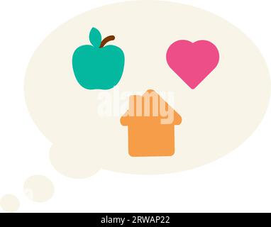 Bolla da sogno di pappagallo senzatetto. Pappagallo tropicale senza casa aspetta aiuto del proprietario. Animali domestici e cura degli animali. Illustrazione di cartoni animati vettoriali isolata su b. Bianco Illustrazione Vettoriale