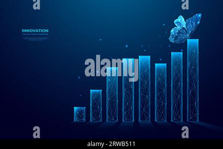 La farfalla si trova sulla parte superiore del grafico. Ologramma di insetti Illustrazione Vettoriale