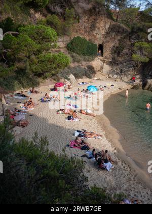 La splendida costa di Platja d'Aro, in Catalogna, Spagna. Foto Stock