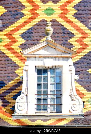 Ospizio di Beaune , dettagli tetto, Burgungy, Francia Foto Stock