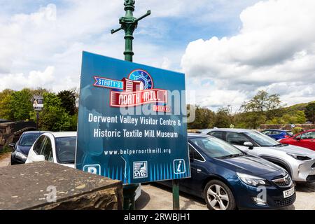 Strutts North Mill Belper Sign, Belper, Derbyshire, Peak District, Inghilterra, UK, Derwent Valley Visitor Center, Belper Textile Mill Museum, Belper UK Foto Stock