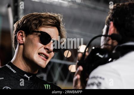 Singapore, Singapore. 17 settembre 2023. George Russell della Gran Bretagna e del team Mercedes-AMG PETRONAS di Formula uno in griglia davanti al Gran Premio di F1 di Singapore sul circuito di Marina Bay Street. Credito: SOPA Images Limited/Alamy Live News Foto Stock