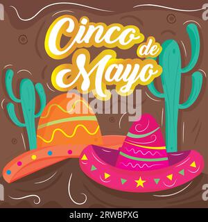 Un paio di cappelli messicani tradizionali Cinco de mayo poster Vector Illustrazione Vettoriale