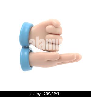 asl. Gesto GUIDA. Gesto della mano, palmo e pugno. Comunicazione non verbale. Gesti linguistici. illustrazione 3d disegno piatto. Icona mano.Rendering 3D su se Foto Stock