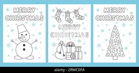Collezione di biglietti di auguri di buon Natale, Illustrazione Vettoriale