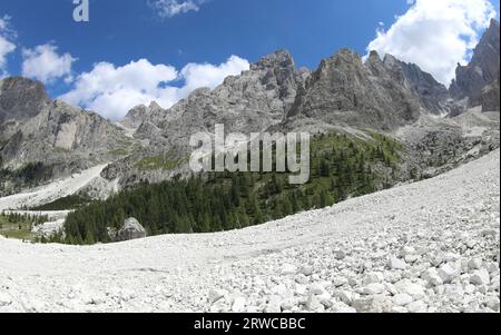 letto a secco in montagna senza acqua durante la stagione estiva Foto Stock