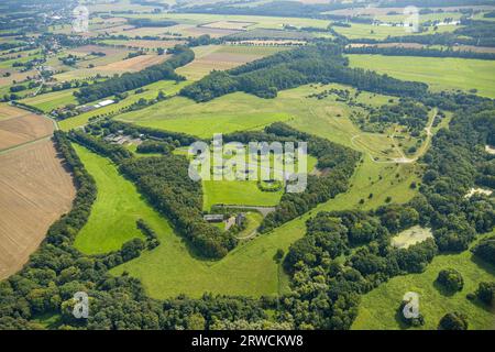 Veduta aerea, base militare di Hengsen, zona di addestramento del luogo, Opherdicke, Holzwickede, Zona della Ruhr, Renania settentrionale-Vestfalia, Germania, DE, ex anti-aircr Foto Stock