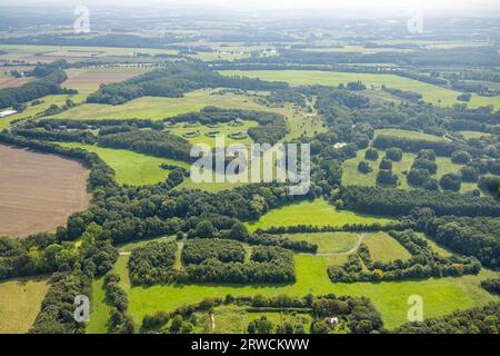 Veduta aerea, base militare di Hengsen, zona di addestramento del luogo, Opherdicke, Holzwickede, Zona della Ruhr, Renania settentrionale-Vestfalia, Germania, DE, ex anti-aircr Foto Stock