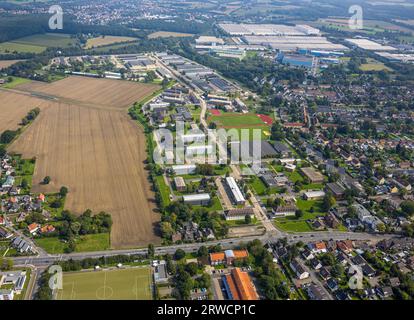 Vista aerea, caserma Glückauf, cantiere, Königsborn, Unna, zona della Ruhr, Renania settentrionale-Vestfalia, Germania, lavori di costruzione, zona edificabile, bui Foto Stock