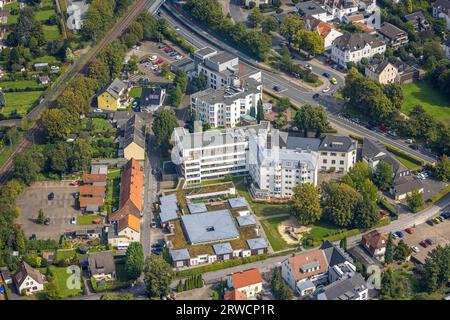 Vista aerea, case LZK, centro pediatrico sociale, centro vita e centro familiare Königsborn, Königsborn, Unna, regione della Ruhr, Renania settentrionale-Vestfalia, Germa Foto Stock