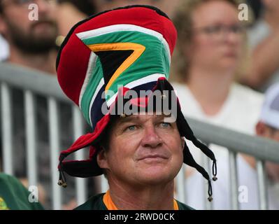 Sostenitore Sud Africa durante la Coppa del mondo 2023, partita di rugby a 15 Pool B tra SUDAFRICA e ROMANIA il 17 settembre 2023 al Matmut Atlantique di Bordeaux , Francia - foto Laurent Lairys / DPPI Foto Stock