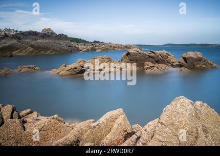 Costa di Solway vicino a Kirkudbright, Dumfries e Galloway, Scozia Foto Stock