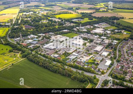 Vista aerea, uftbild, Kleiwellenfeld Industrial Park, Ahlen, zona della Ruhr, Renania settentrionale-Vestfalia, Germania, Germania, Europa, imprese commerciali, commercio Foto Stock